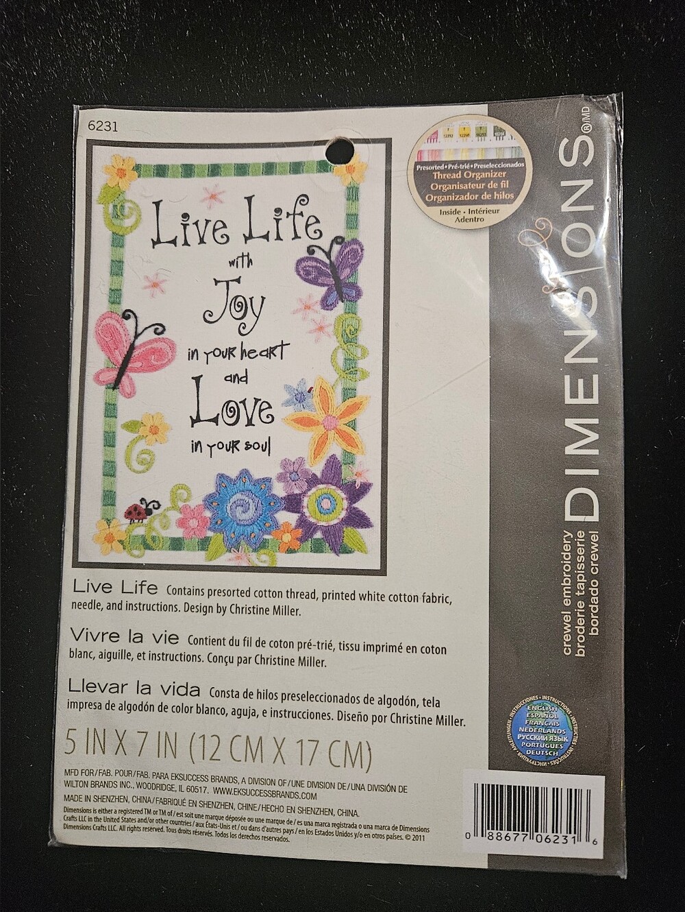 Live Life with Joy Embroidery - Multicolor